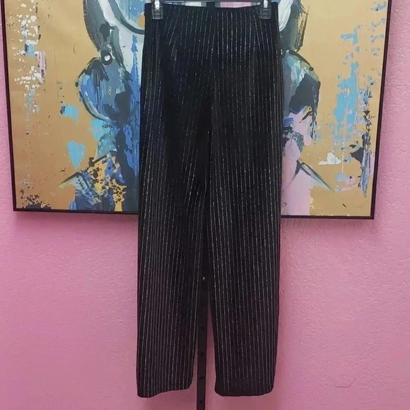 Forever 21 Wide Leg Black Pant w/silver glitter - Picture 5 of 7